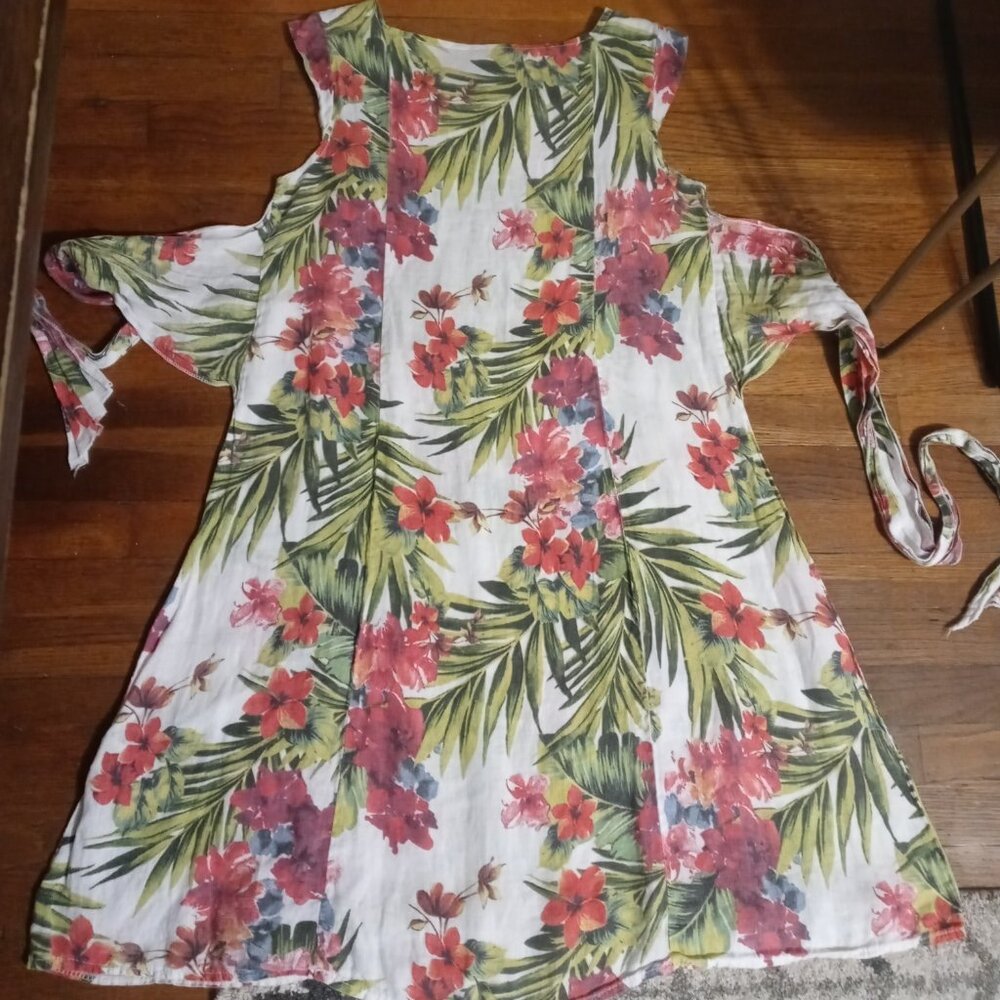 PIAZZA DEL TEMPIO 100% linen knot front midi dress (L) - Picture 2 of 15